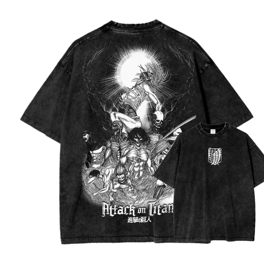 camiseta-unissex-oversized-de-algodao-com-estampa-grafica-estilosa-anime-attack-on-titan-eren-jaeger-gola-redonda-lavagem-retro-solta-e-casual