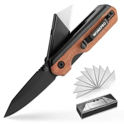 WORKPRO Multifunction Folding Knife Portable Pocket Knife Electrician Utility Knife With 10PC Blades Paper Cutter DIY Hand Tools