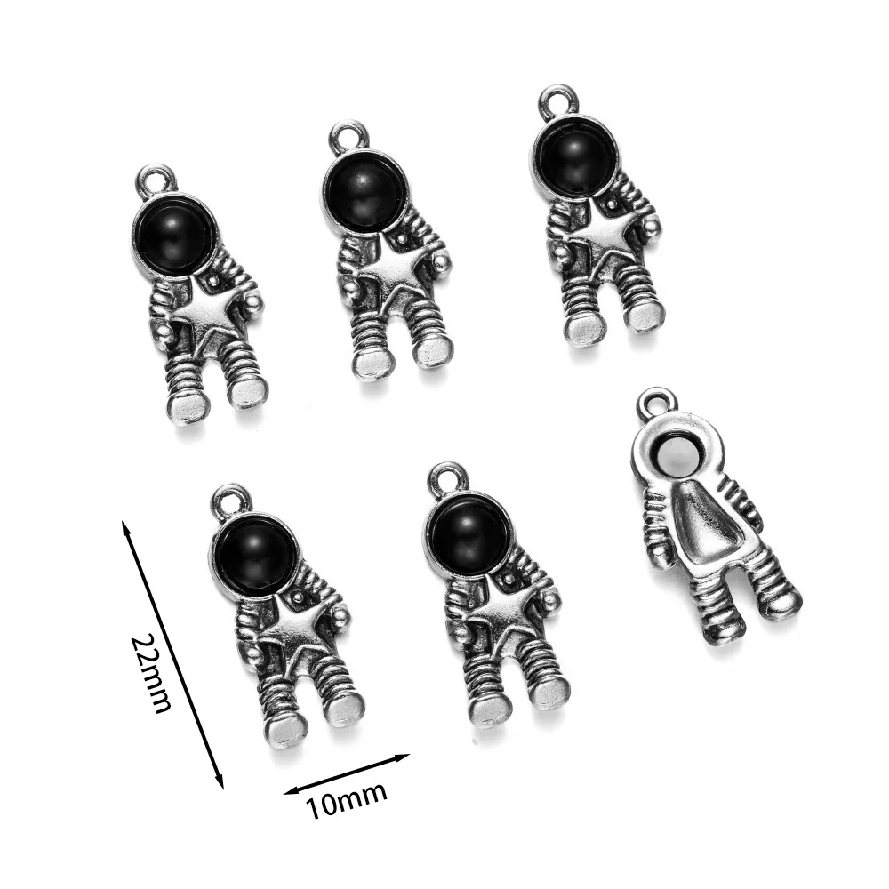 10pcs Charms Space Man Universe Astronaut Star Antique Silver Color Pendants For DIY Tibetan Jewelry Making Handmade Accessories