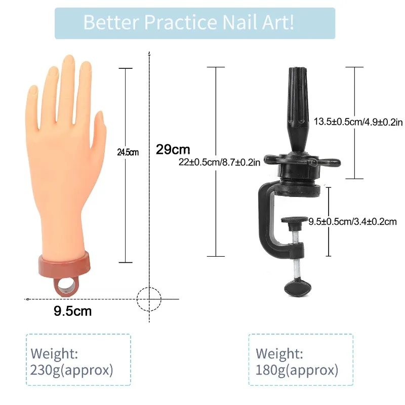 Hot Sale 1Pc Nail Art Fake Hand Flexible Soft Adjustable Plastic Finger Practice Prosthetic Model Manicure Training Display Tool