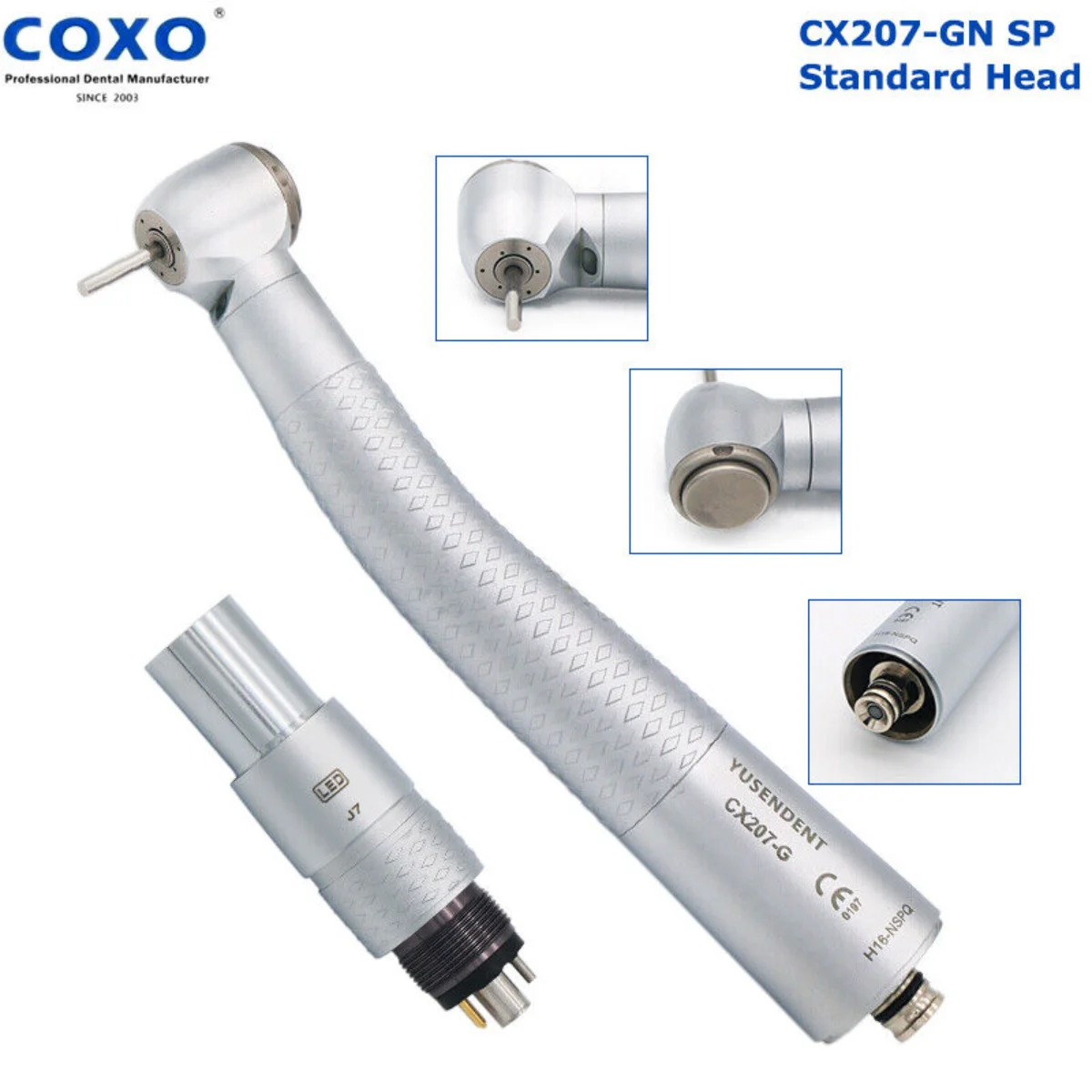 

COXO YUSENDENT Dental Fiber Optic High Speed Handpiece 6Hole LED Coupling fit NSK CX207 GN-SP CX229-GN