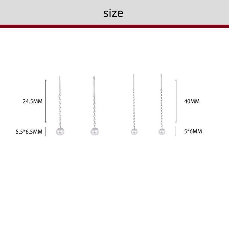 Earrings Silver 999 Synthetic Pearls Simple Ear Line Unique Beautiful Elegant Jewelry Women's Earrings Pendientes Mujer JHE144