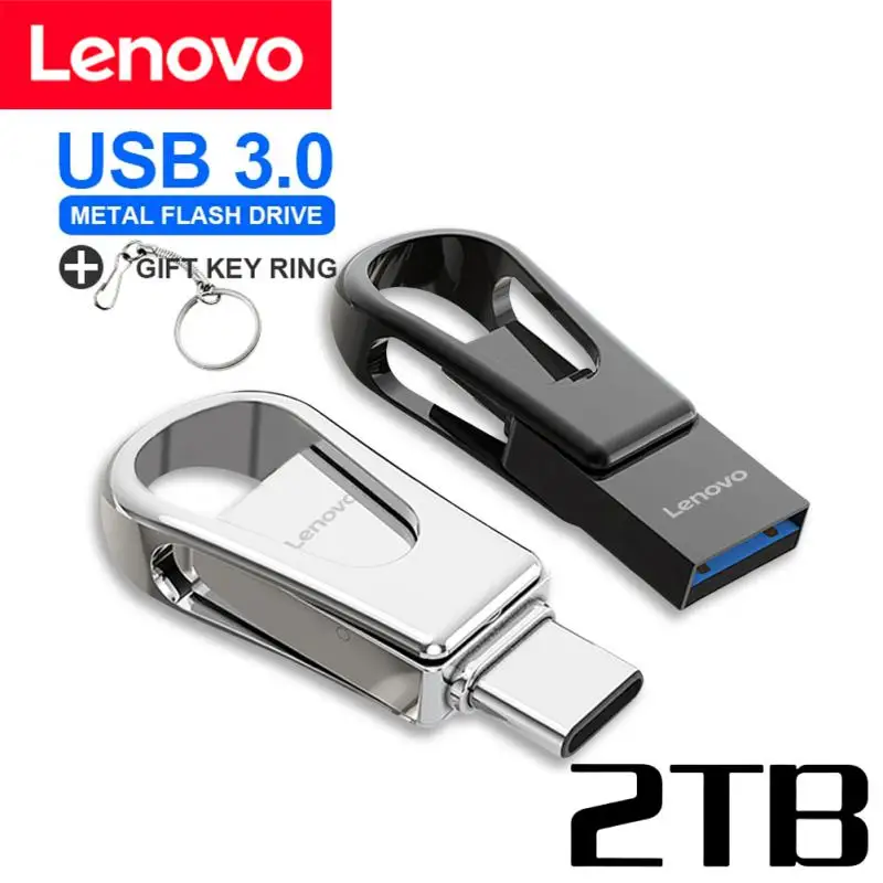 Lenovo-Unidade Flash USB de Alta Velocidade, Disco Metal, Memory Stick, USB 3.0, 128GB, 1TB, 2TB, 3. 0