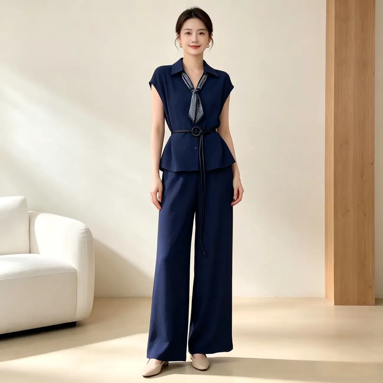 Fashion Suit Women's 2026 Summer New Korean Version Reduced Age Top Casual Pants Two-piece Set