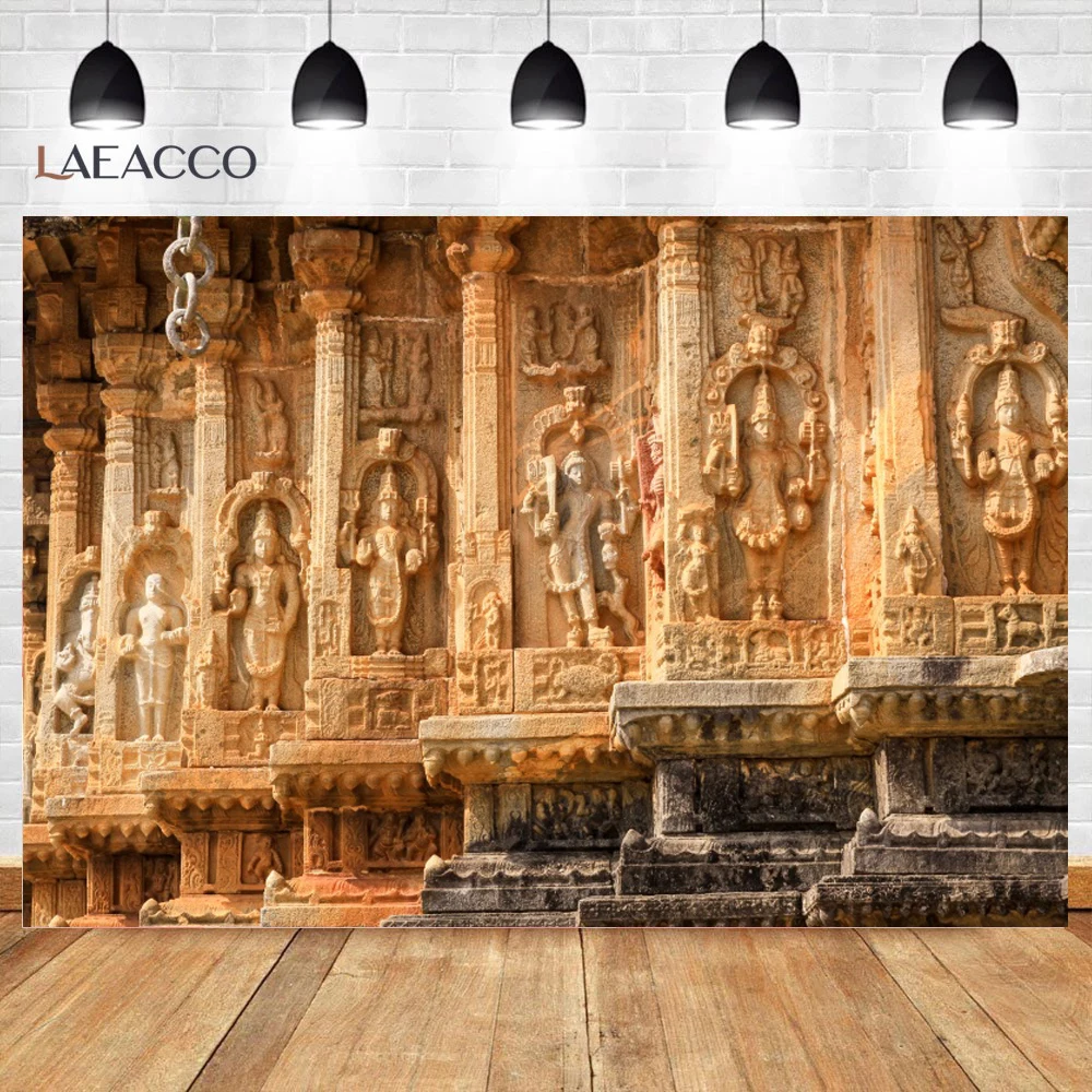 Laeacco Vinyl Background Indian Temple Built Old Vintage Church Party Decor Pattern Photography Backdrop For Photo Studio