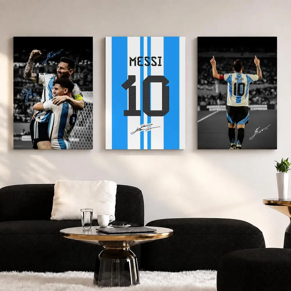 Cool Soccer Players M-MesSI Framed Wall Painting Ready to Hang Canvas Wall Art Poster for Bedroom Living Room Home Decor Gift