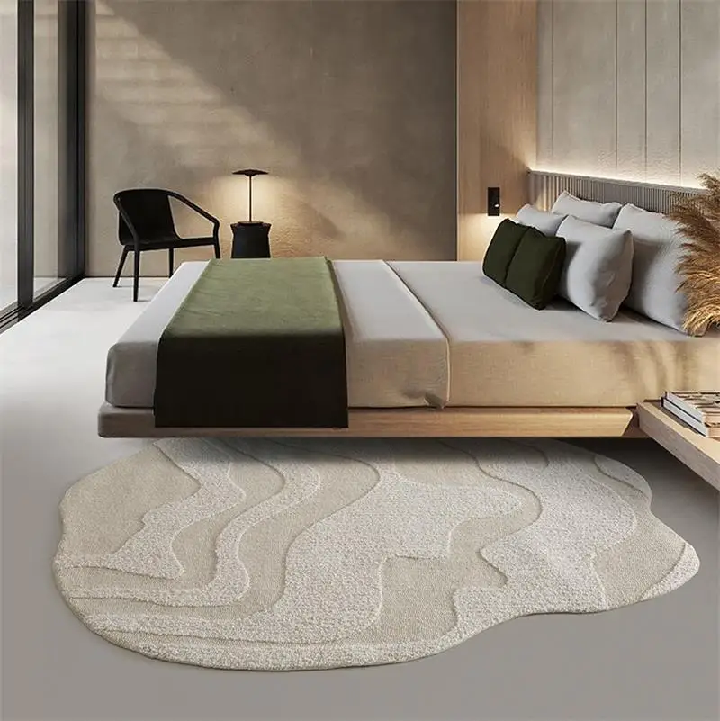 Irregular Handmade Bedroom Carpet Wool Polyester Blend Rugs Living Room Home Decor Sofa Coffee Table Floor Mat Thick Piano Rug