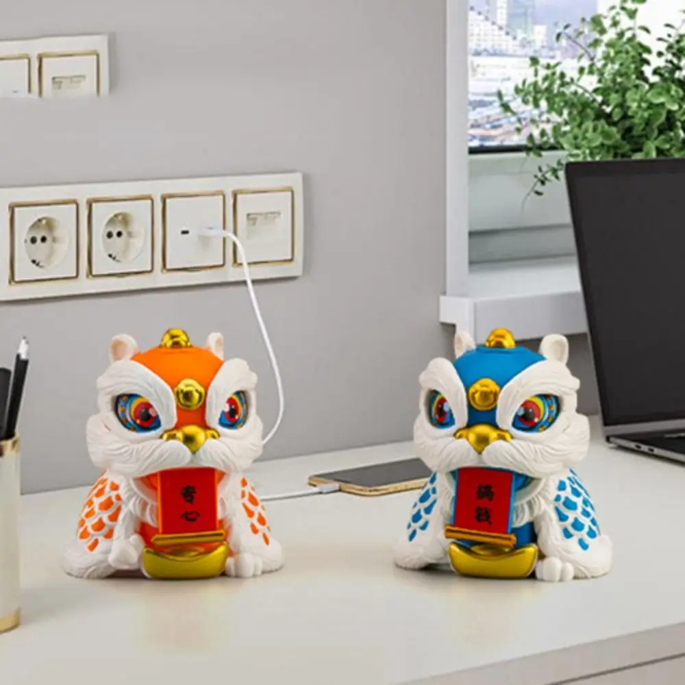 Attracting Wealth Dragon Dance Lion Toys With Rope DIY Crafts Lion Statue Figure Toys Couplet Plastics New Year Toys