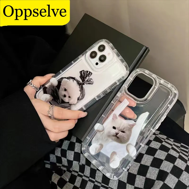 

Cartoon Dog Shockproof Phone Case Silicone Soft Couple Funda Cover Plastic Cat Clear Shell For iPhone 14 12 13 11Pro XS Max X XR