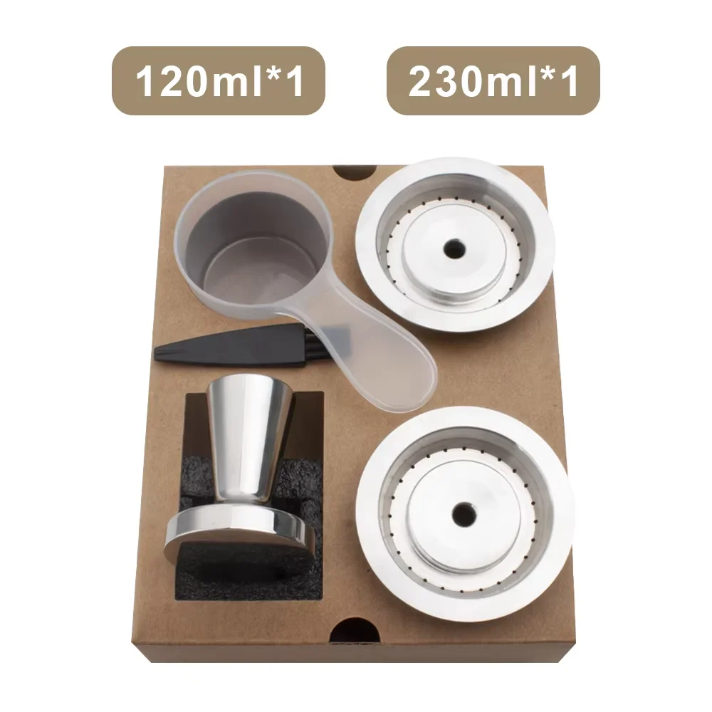 2 way use 230/120ml /CAPSULONE reusable Coffee capsule pod fit For Nespresso Vertuoline metal Stainless Steel Refillable Capsule