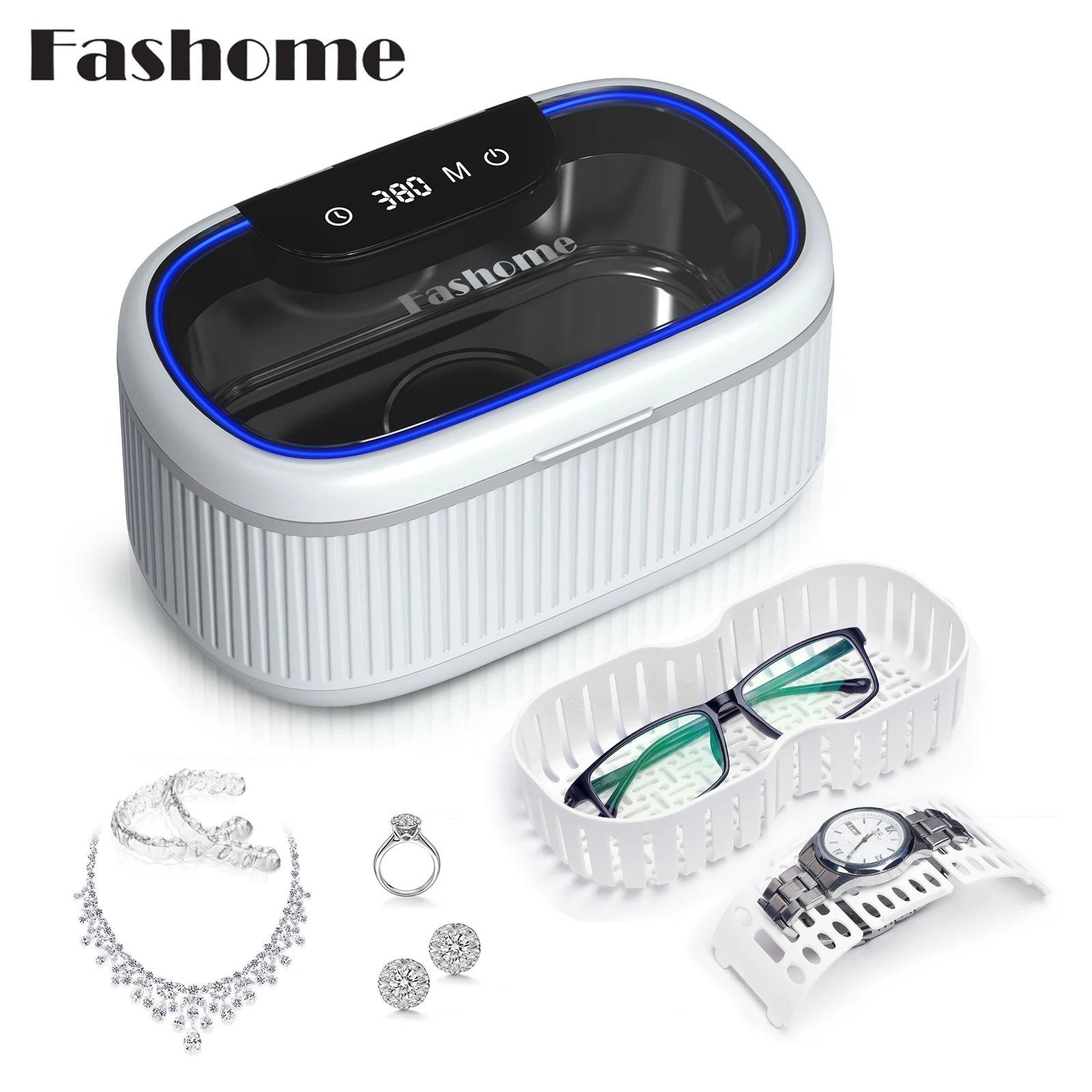 

45Khz Ultra Sonic Cleaning Machine 360° Ultrasound Deep Cleaning Ultrasonic Jewelry Cleaner For Silver, Gold, Ring, Glasses