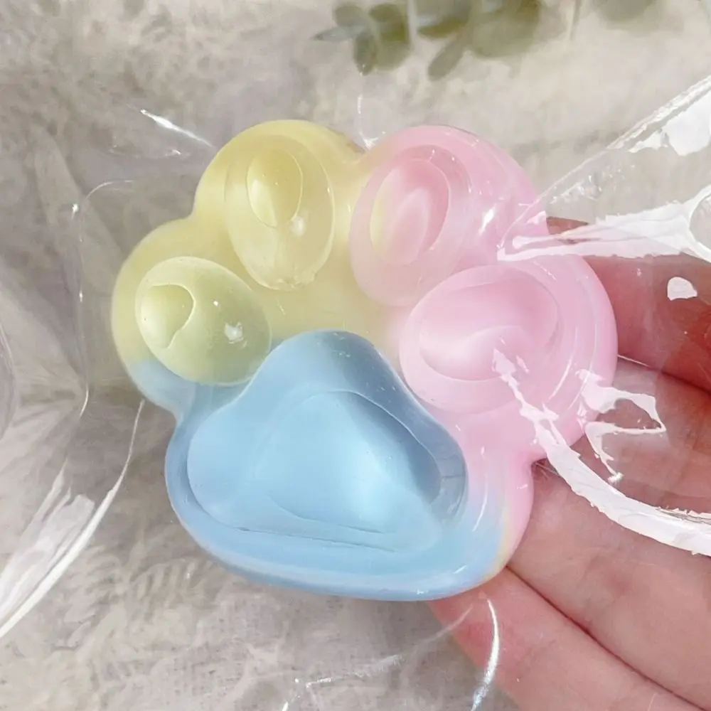 Cute Three-color Rainbow Mini Cat Paw Squeeze Toy Cat Paw Sensory Toy Cartoon Fidget Toy TPR 3D Pinch Decompression Toy Children