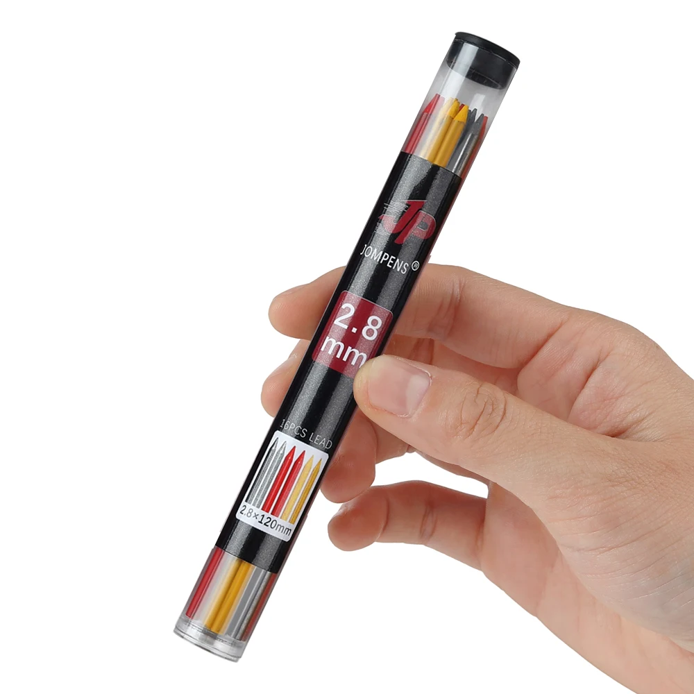 16pcs/box Woodworking Pencil Lead, 2.8mm 2B 3Color Carpenter Pencil Leads Marking Architectural Writing Accessory