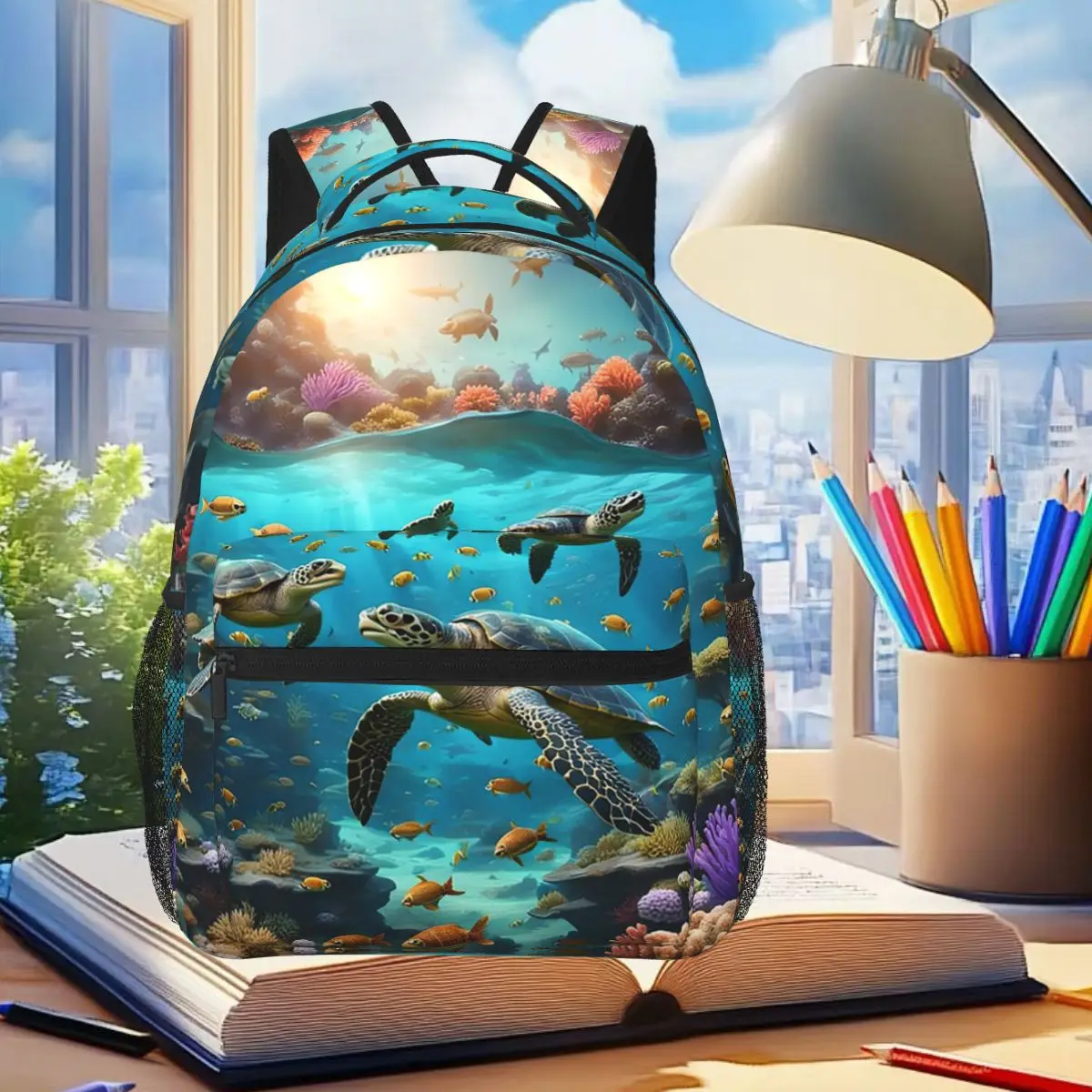 

Deep Sea Turtle Underwater World Backpack Student Boys Girls BookBag Kids School Bag Computer Shoulder Bags for Men Women