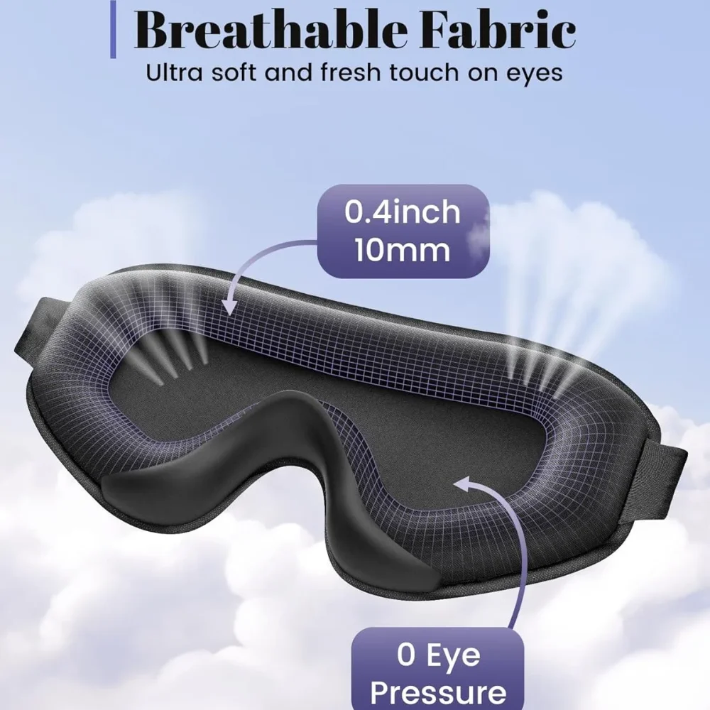 Sleep Mask Blackout Eye Masks for Sleep-3D Breathable Soft Comfortable Eye Mask for Travel-Adjustable Night Masks for Sleeping