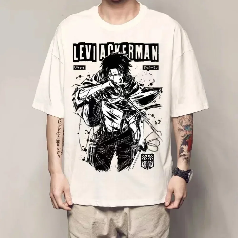 Camiseta de Manga corta para hombre y mujer, camisa de algodón con estampado de Anime de Levi Ackerman, Attack on Titan, ropa de verano