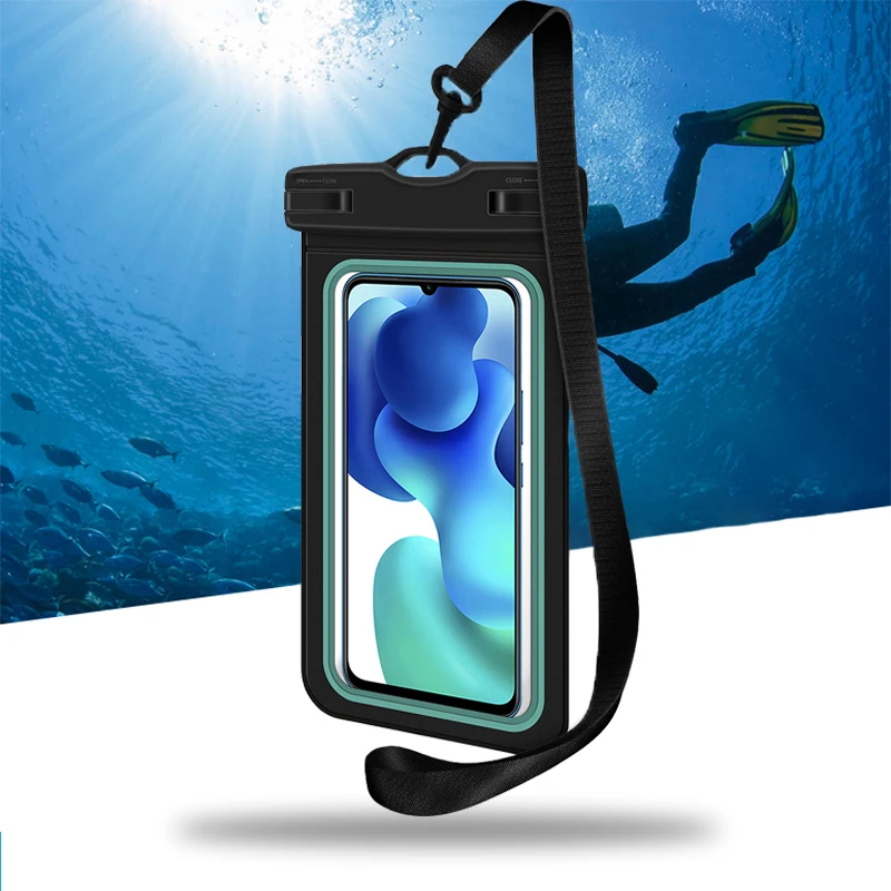 

Waterproof Phone Bag Transparent Touch Screen Swimming Takeaway Diving Drifting Hot Spring Rainproof Phone Holder Pouch 7.2 Inch