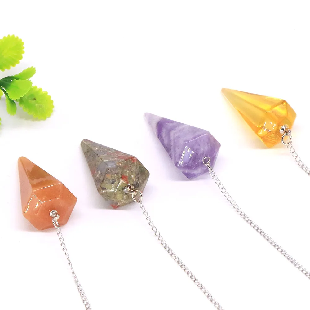 Natural Stone Healing Crystal Pendulum For Divination Dowsing Reiki Quartz Pendulo Jewelry Pendant Witchcraft Supplies Wholesale