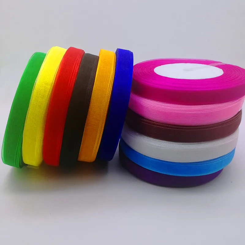 Hot 10mm 50Yards Spool Satin Edge Sheer Organza Ribbon 17 Colors DIY