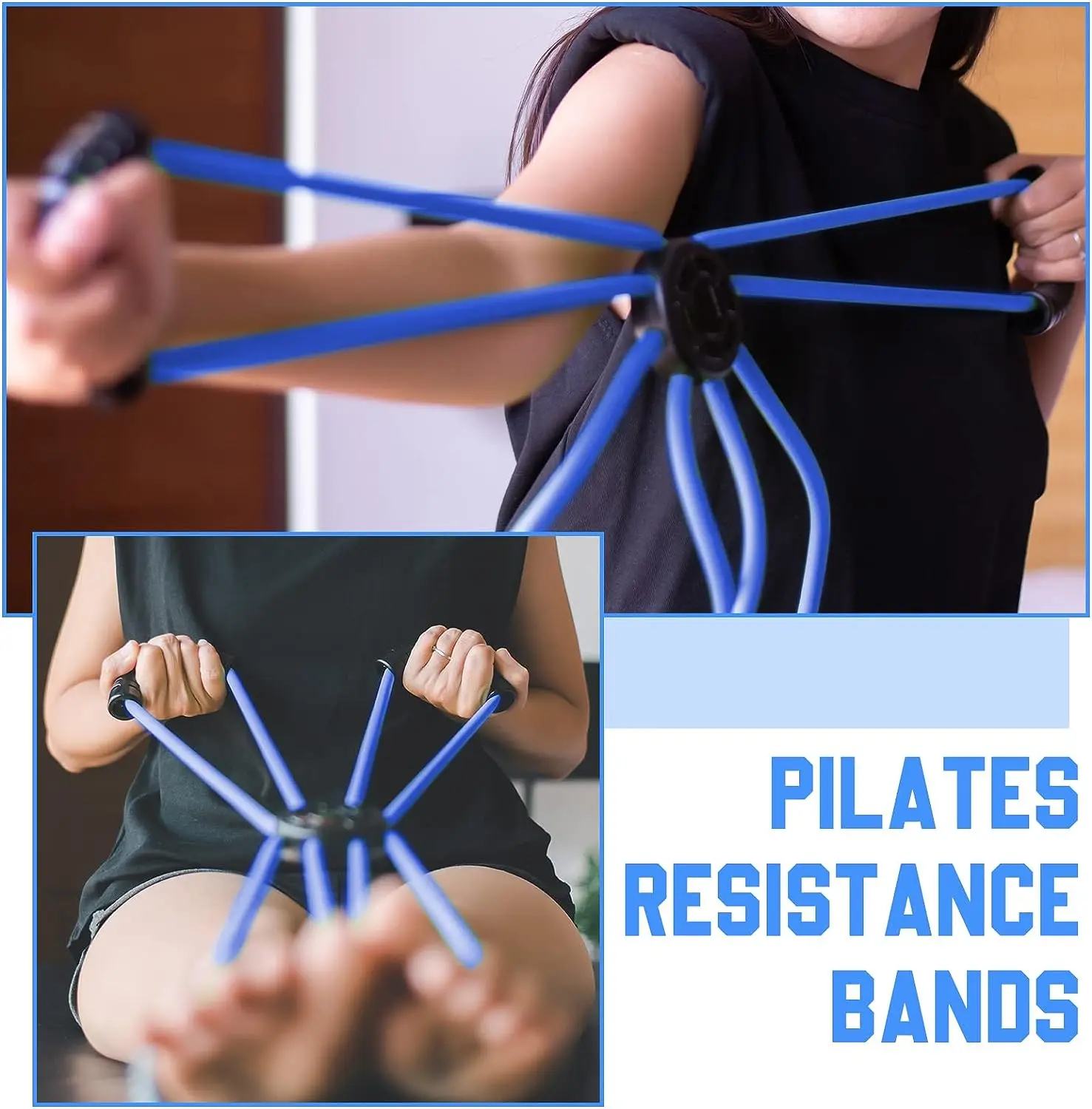 Pilates Resistance Band Cross Exercise Band Elastic Loop Tube Strap with Comfort Grips Fitness Equipment for Home Yoga Workout