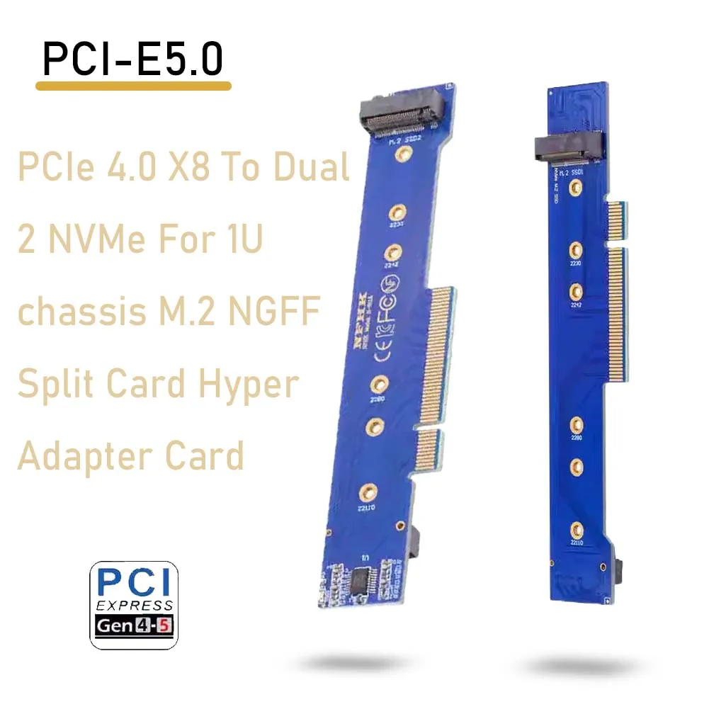 

1U шасси PCIe 4,0 X8 до Dual 2 NVMe M.2 NGFF SSD разделенная карта гипер адаптер карты VROC Raid PCIE Express Gen4 X8 X16 низкопрофильный