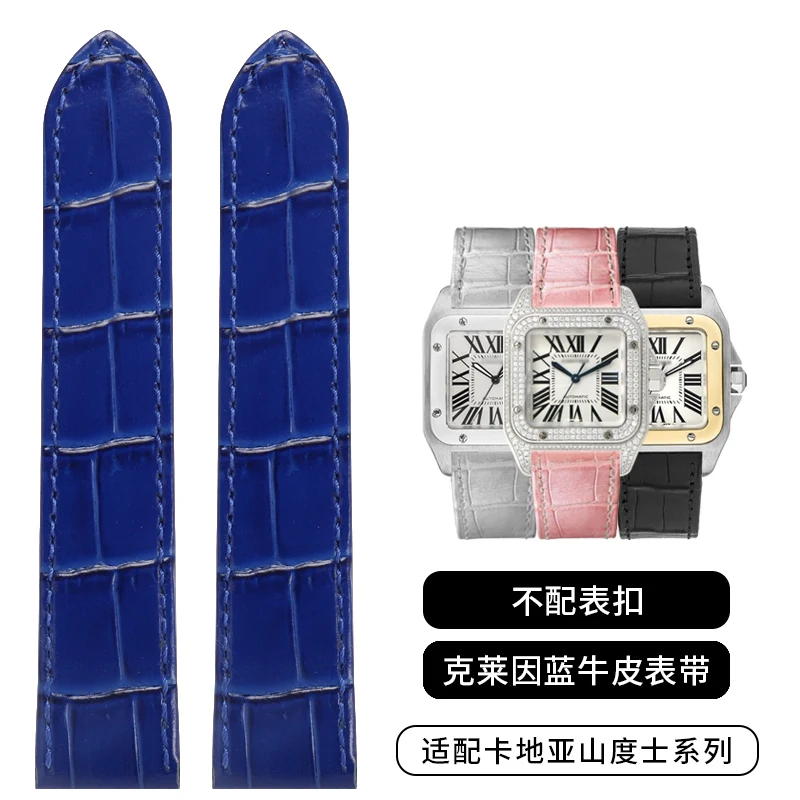 20mm 23mm Hoge Kwaliteit Lederen Horlogeband Voor Cartier Horlogeband Santos 100 Serie mannen En Vrouwen vouwgesp