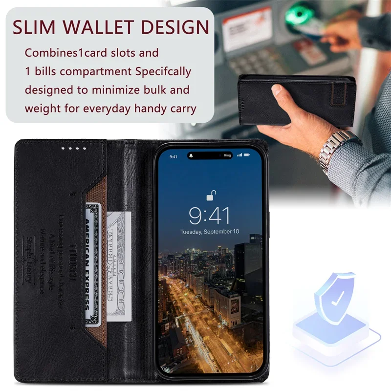 For Oneplus 12 5G Flip Case RFID Block Leather Magnet Book Etui One Plus 11 11R 10T 10R 9R 8T 10 Pro ACE 2V 2 V Wallet Funda