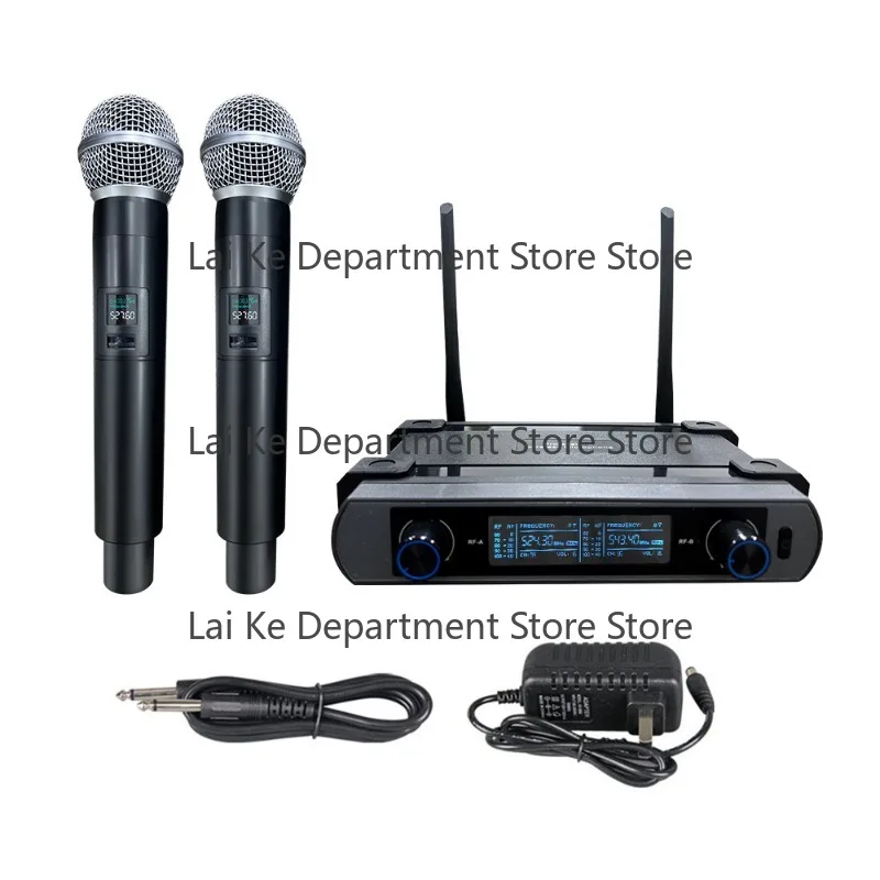 Professional wireless microphone UHF one-to-two KTV conference mic for outdoor stage performances and karaoke dynamic microphone