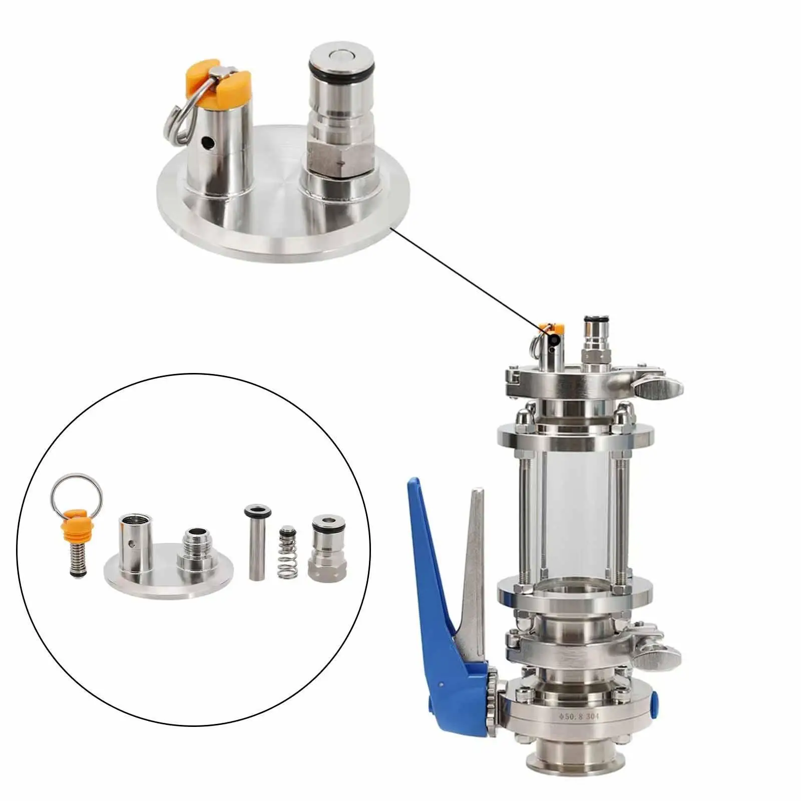 

Заглушка Tri-Clamp с клапаном и шаровым замком для газового подключения, профессиональная, для пивоварения, прочная, аксессуар для конических ферментеров для домашнего пивоварения