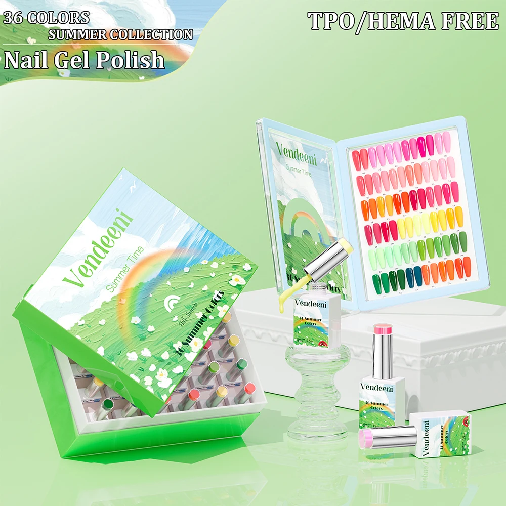Vendeeni 36 Farben/Set Vier Jahreszeiten Einfarbiger Gel-Nagellack TPO HEMA-FREI Semi-Permanenter UV-Soak-Off Gel-Lack mit Display – Detail 19