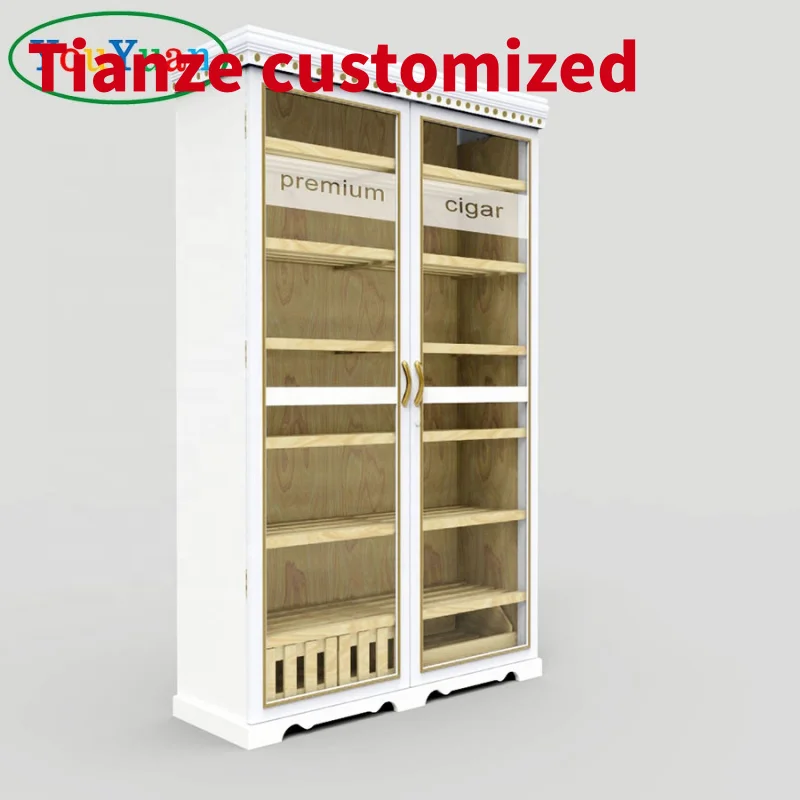 (customized)Spanish cedar wood 1000 cigar cabinet glass display showcase smoke shop display cases cigar display store