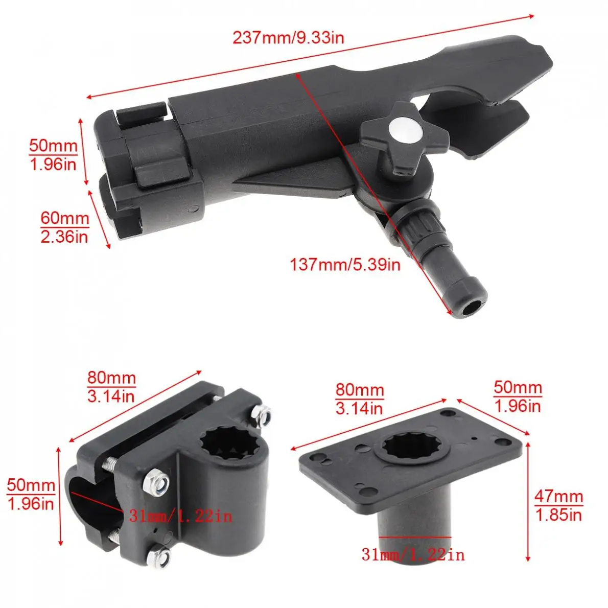 Stand Bracket Yacht Fishing Tackle Tool 360 Degrees Rotatable Rod Holder for Boat Canoe and Kayak Corrosion Proof