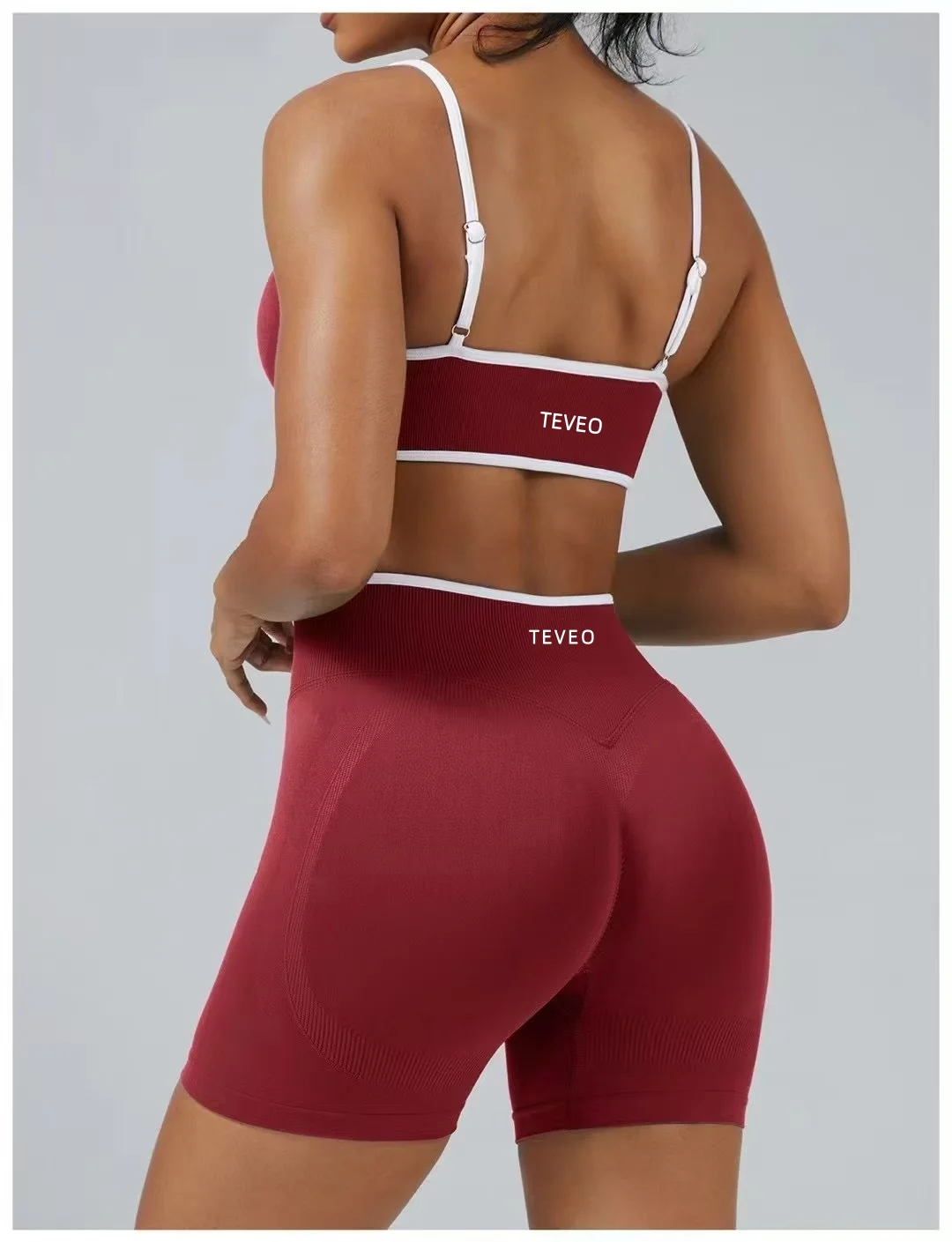 TEVEO – Short de Yoga pour femmes، pantalon de sport élastique، اللياقة البدنية، cyclisme، sculpté، froissé، Leggings courts de Yoga #3
