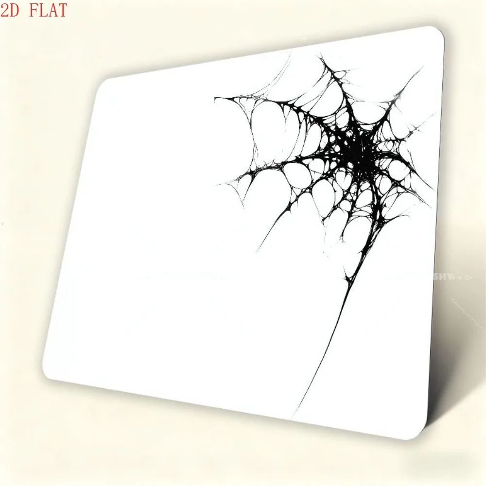 

Minimalist Black Spider Web Large Mouse Pad - White Background Desk Mat, Non-slip, Perfect Gift