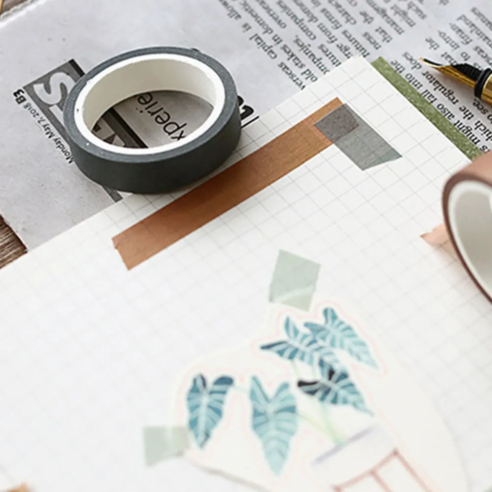 

5 PCS Colored Tape Kawaii Paper Washi Journaling Scrapbooking for Aesthetic Supply