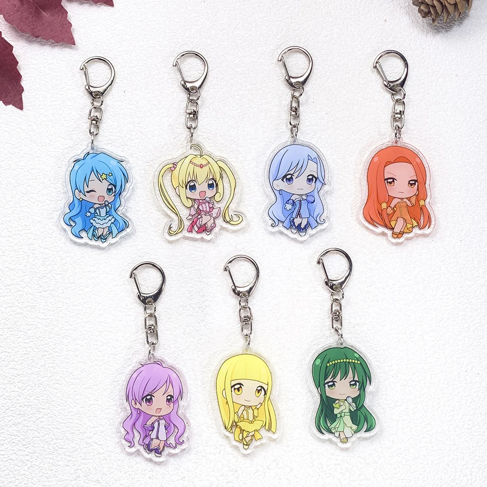 7 piezas de accesorios de llavero de anime Mermaid Melody Pichi Pichi Pitch, dijes acrílicos para decoración de bolsos, llaveros y mochilas.