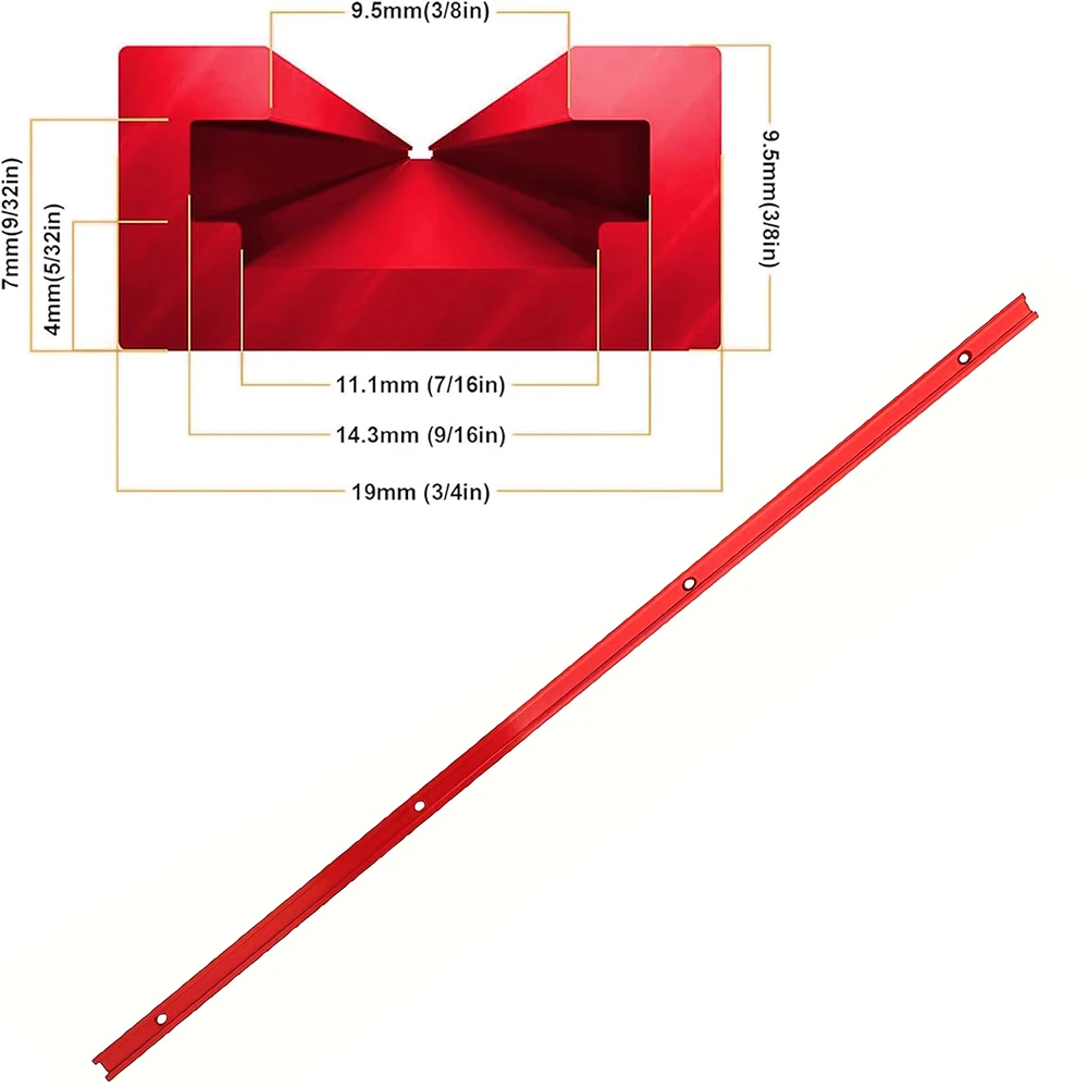 1Pc Woodworking T Track 60cm, Aluminum 19x9.5mm T Track for Cross Cut Sled, Router Fence Sled for Woodworking Workshop Jig DIY