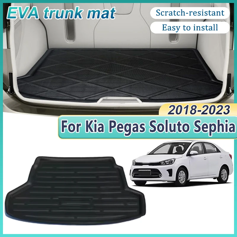Para Kia Pegas Soluto Sephia AB accesorios 2018 ~ 2023 alfombrilla para maletero de coche bandeja de suelo bota de carga alfombra antideslizante impermeable almohadilla de fácil limpieza