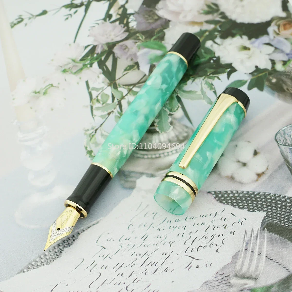 

Kaigelu 316 Marble Green Celluloid Fountain Pen EF/F/M Medium Nib Beautiful Pattern Ink Pen Writing Gift for Office Business