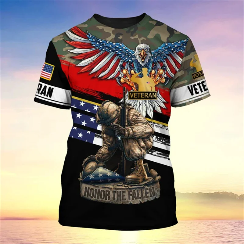 

New Harajuku Summer 3D UNITED STATES Soldiers Armys Veteran Printed T Shirt Kid Fashion Streetwear Camo Short Sleeves Tee Shirts