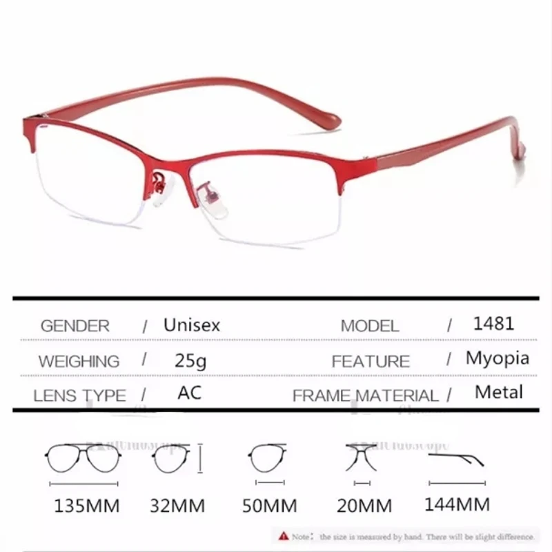 Myopia Glasses Women Metal Half Frame Prescription Eyeglasses Female Retro Anti Blue Light Optical Nearsighted Eyewear 0 ~ -6.0 image 4