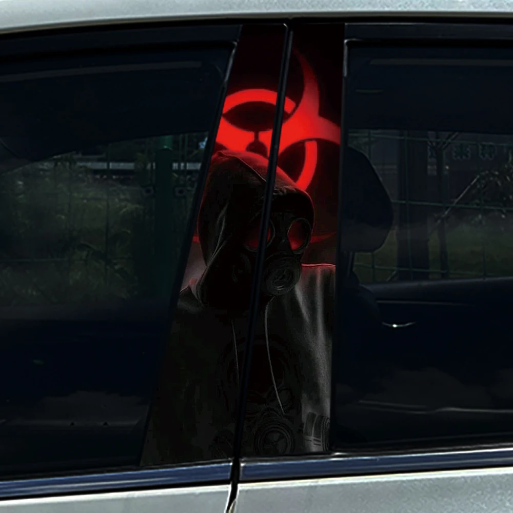 

2pcs Biohazard symbol Survival Danger Apocalyptic fiction Car Center B Pillar Protective Film Sticker For Qashqai