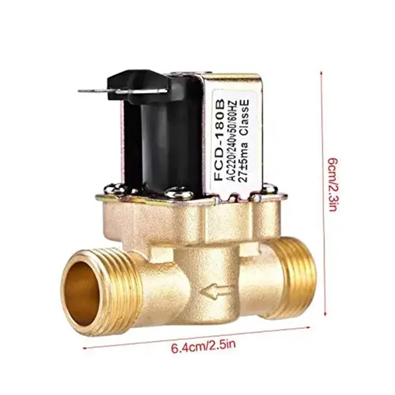 Brass Electric Solenoid Valve AC220V DC12V Integration Faucet Solenoid for Valve Control Normally Closed G1/2''