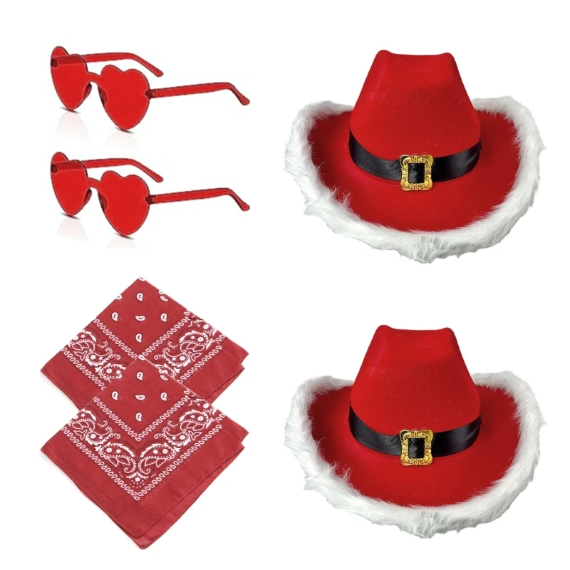 Christmas Ornament Set Adult Children Gift Lighted Hat + Sunglasses + Kerchief