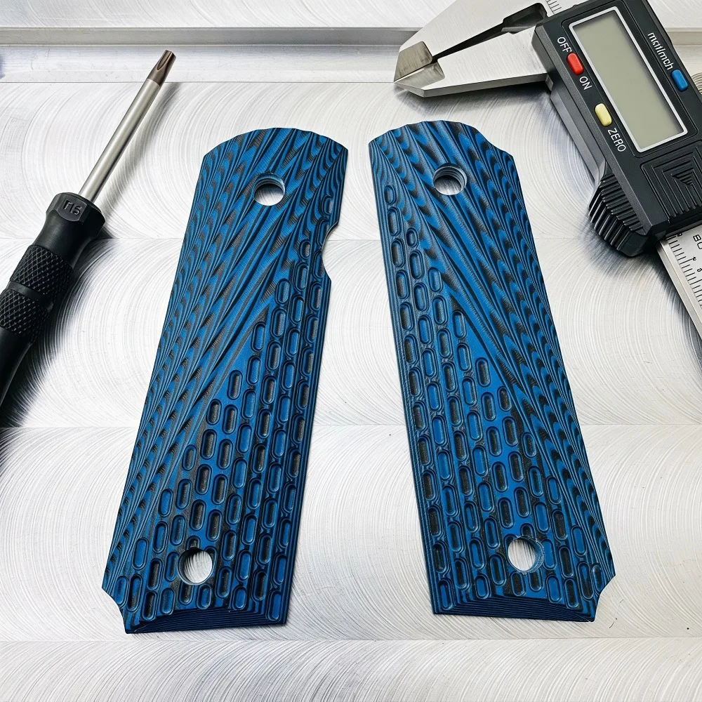 Blue Textured G10 Grips For Full Size 1911 Pistol Anti-Slip Handle Scales Shooting Replacement Parts