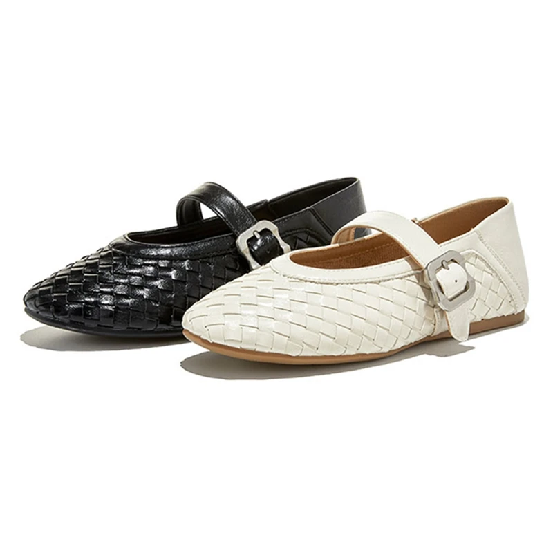 

AIYUQIWomen's Flat Shoes 2026 New Comfortable Round-toe Mary Jane Shoes Female Large-size Ballet Lace-up Loafers For Women