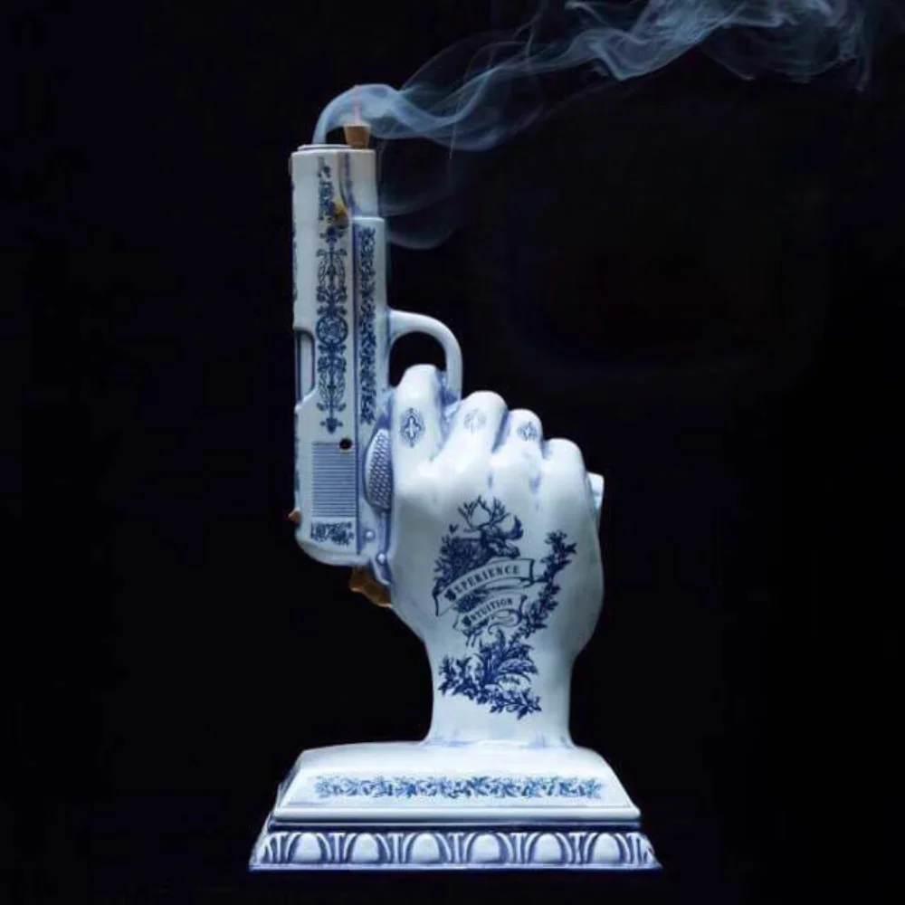 

Neighborhood nbhd black blue pistol incense burner aromatherapy stand incense stick