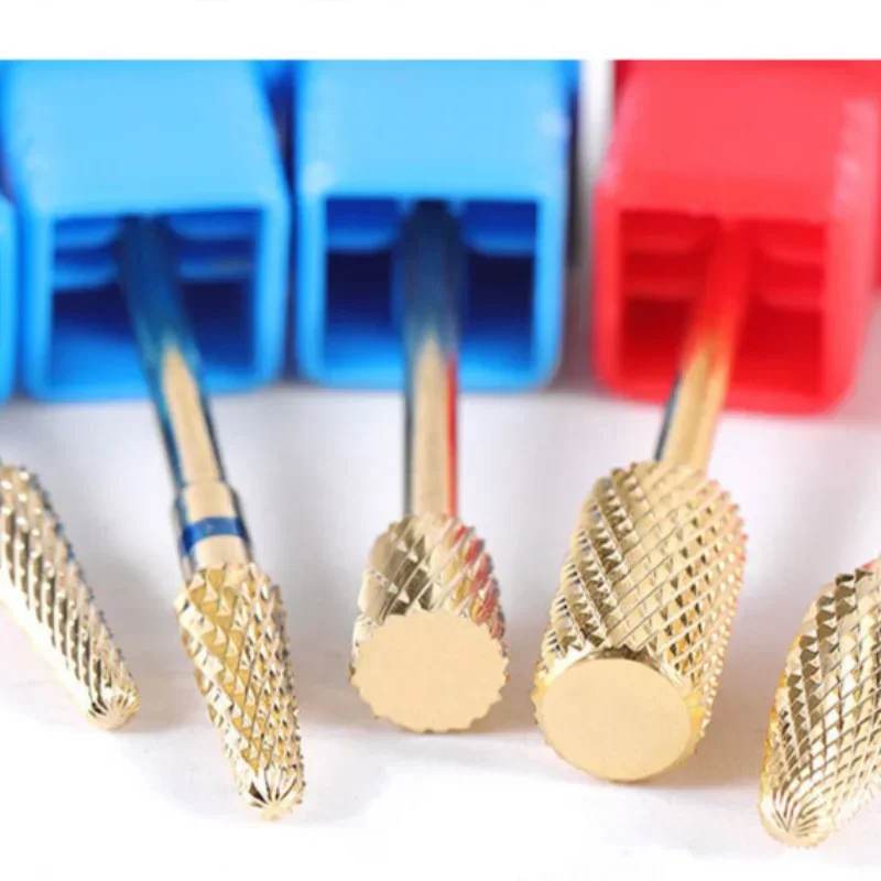 Milling Cutter Golden Tungsten Carbide Nail Drill Bits for Electric Nail Drill Manicure Machine Pedicure Nail Files Accessories