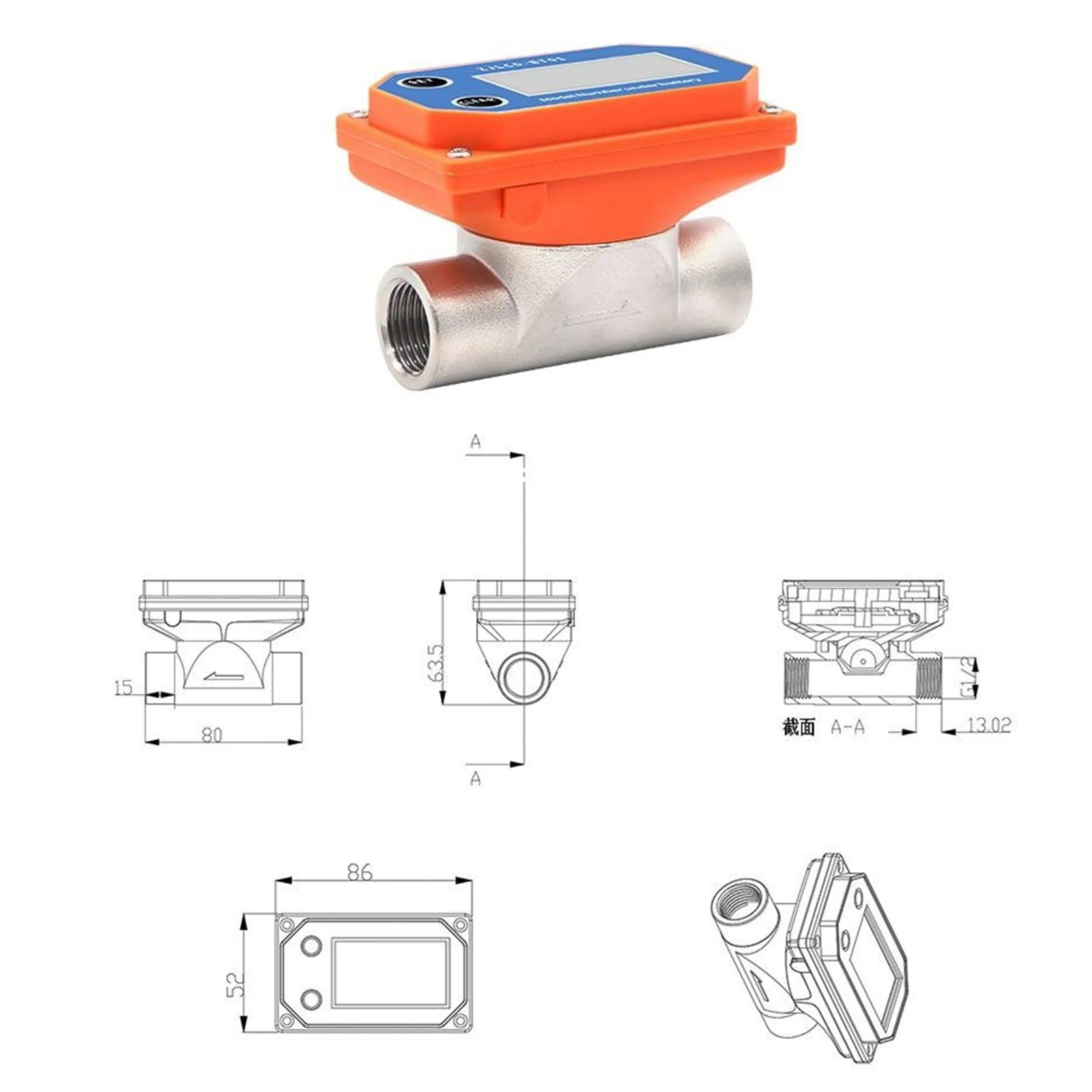 Digital Display Industry Dry Cell Flow Meter Lcd Electronic Flow Meter Thread Flow Sensor Water for Farm/garden Irrigation