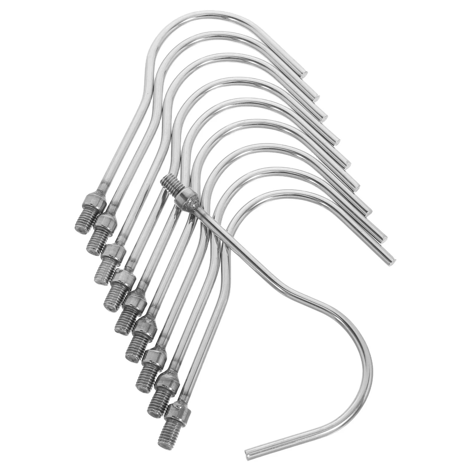 10Pcs Multifunctional Stainless Steel Telescoping Rod Hook for Rv Awning Pull Strap Canopy Tarp Clothes Pole Drapery Rod Attic